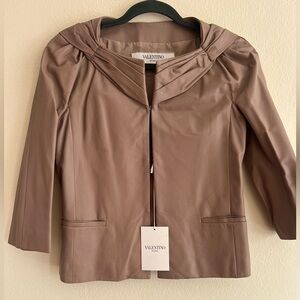 100% Authentic NWT Valentino Women's Tan Blazer Jacket Leather Size Italy 40 4